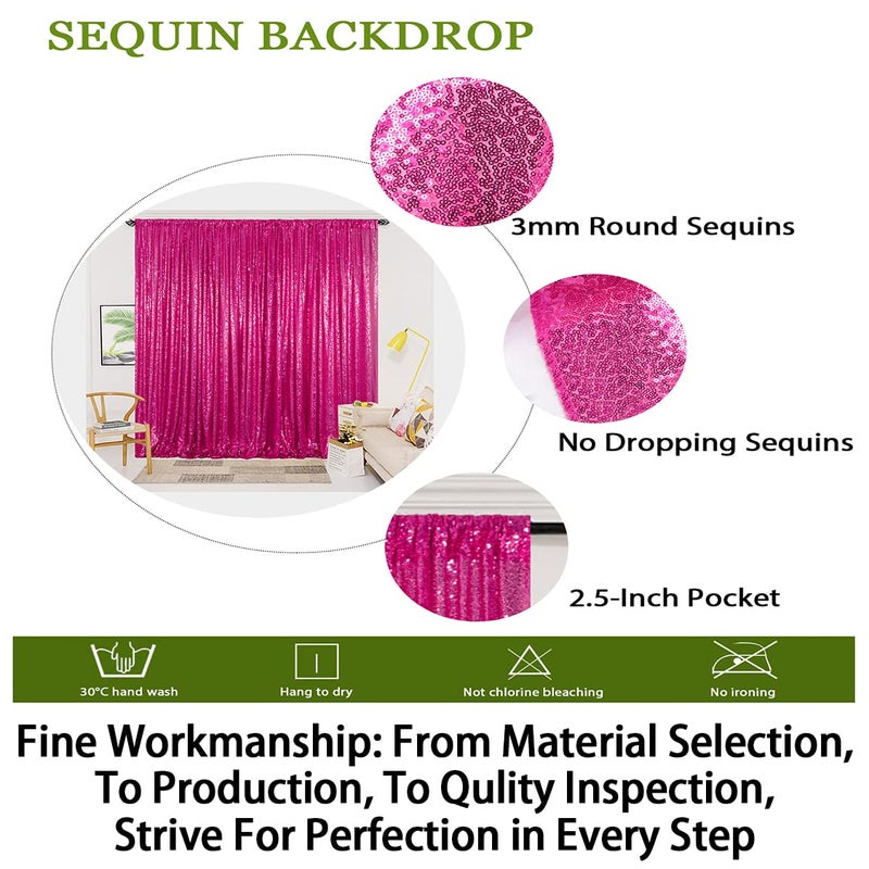 ShinyBeauty 5FTx9FT Hot Pink Sequin Backdrop, Fuchsia Curtain for Wedding & Party Decor, Glitter Photography Background, Elegant Event Decoration - Image 4